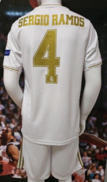 форма  Real Madrid №4 SERGIO RAMOS  2019-2020 домашняя Лига Чемпионов  полиэстер 100%