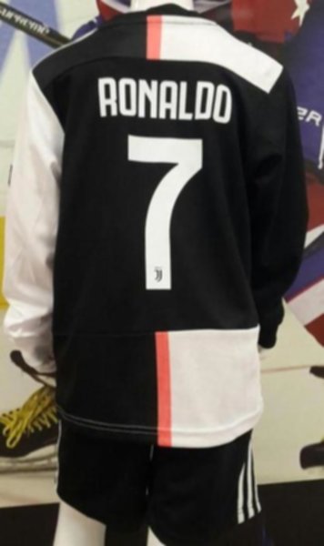 форма детская Juventus №7 RONALDO  длинный рукав  2019-2020  домашняя  Лига Чемпионов  полиэстер 100%