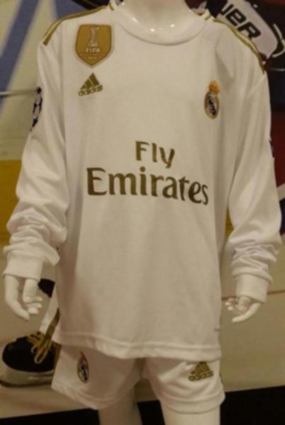 форма детская длинный рукав Real Madrid(домашняя)(2019-2020)(Лига Чемпионов)полиэстер 100%