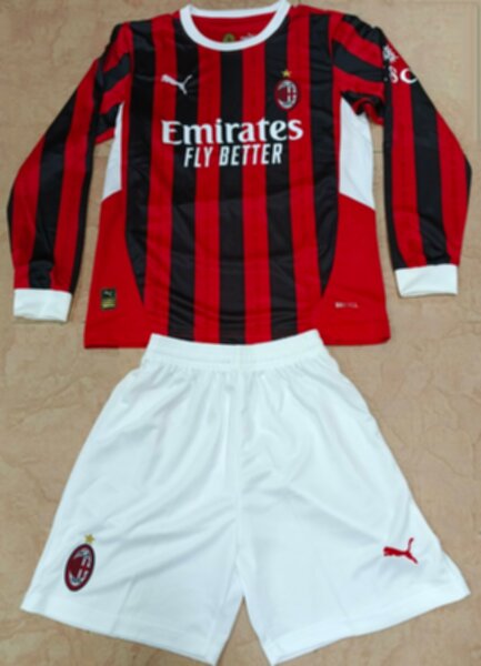 форма AC Milan  длинный рукав 2024-2025 домашняя,полиэстер 100%