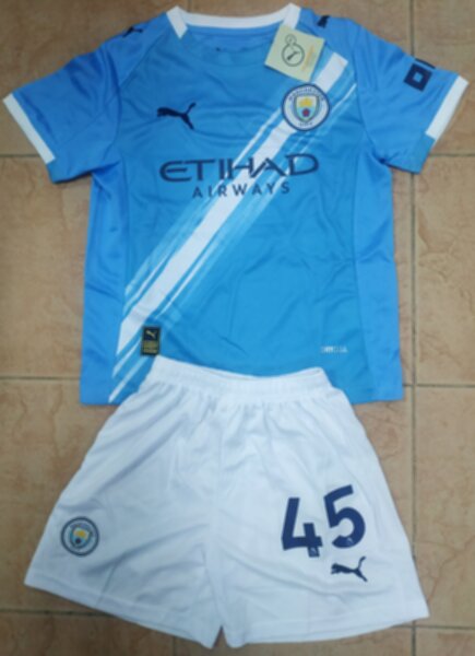 форма детская Manchester City №45 KHUSANOV,2025-2026,домашняя,полиэстер 100% 