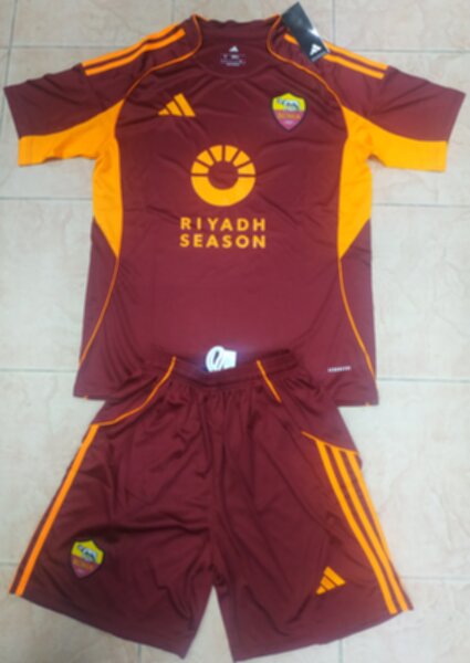 форма AS Roma 2025-2026,adidas,домашняя,полиэстер 100%