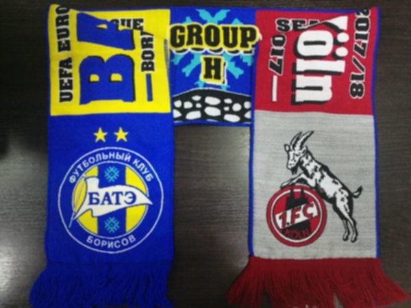шарф БАТЭ-Кельн  тканный,односторонний,акрил 100%,Лига Европы  2017-2018