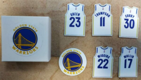 набор магнитов Golden State Warriors  6 шт. винил  5 х 4 см