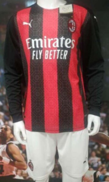 форма AC Milan  длинный рукав 2020-2021  домашняя   полиэстер 100%