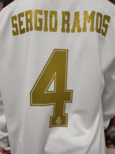 форма детская Real Madrid  длинный рукав №4 SERGIO RAMOS  2019-2020  домашняя полиэстер 100%