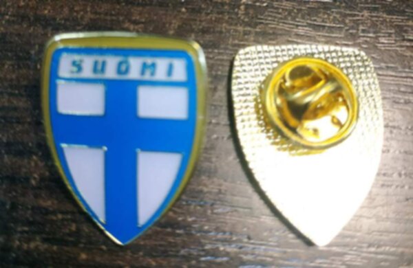значок сборной Финляндии №1111 металл и полимерная смола 2,5 х 2 см