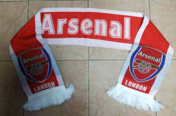 шарф Арсенал вязаный,двухсторонний  акрил 100%