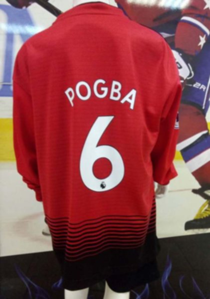 форма детская Manchester United №6 Pogba  длинный рукав  домашняя  2018-2019