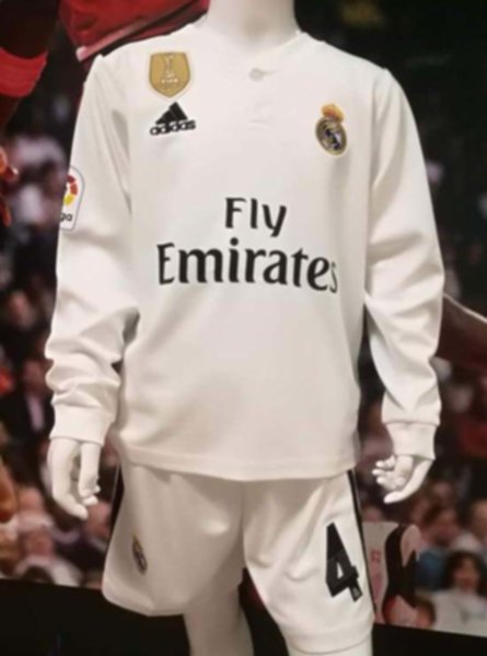 форма детская Real Madrid №4 SERGIO RAMOS  длинный рукав  2018-2019  домашняя