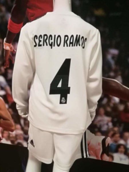форма детская Real Madrid №4 SERGIO RAMOS  длинный рукав  2018-2019  домашняя
