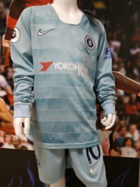 форма детская Chelsea №10 Hazard   длинный рукав  резервная  2018-2019