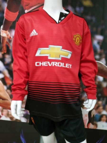 форма детская Manchester United  длинный рукав  домашняя  2018-2019