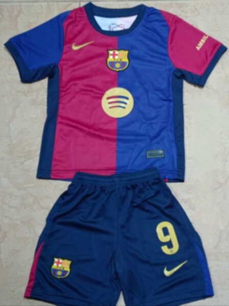 форма детская Barcelona №9 LEWANDOVSKI 2024-2025 Nike,домашняя,полиэстер 100%